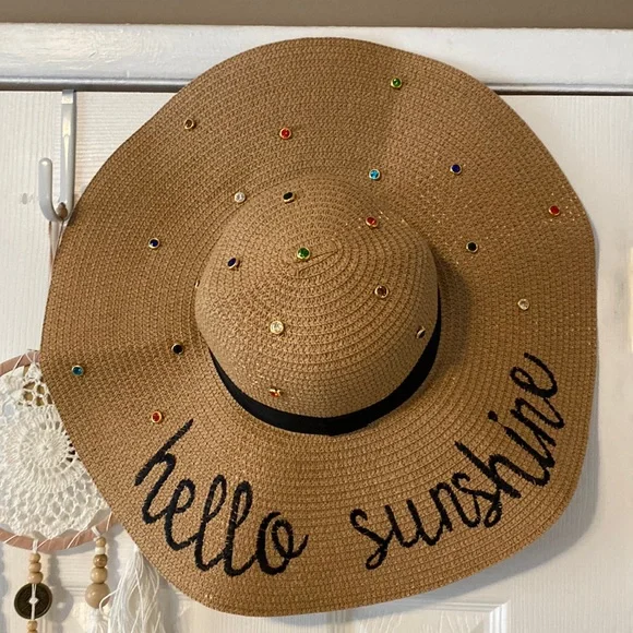 Womens hello sunshine gem floppy hat Accessories display picture 1